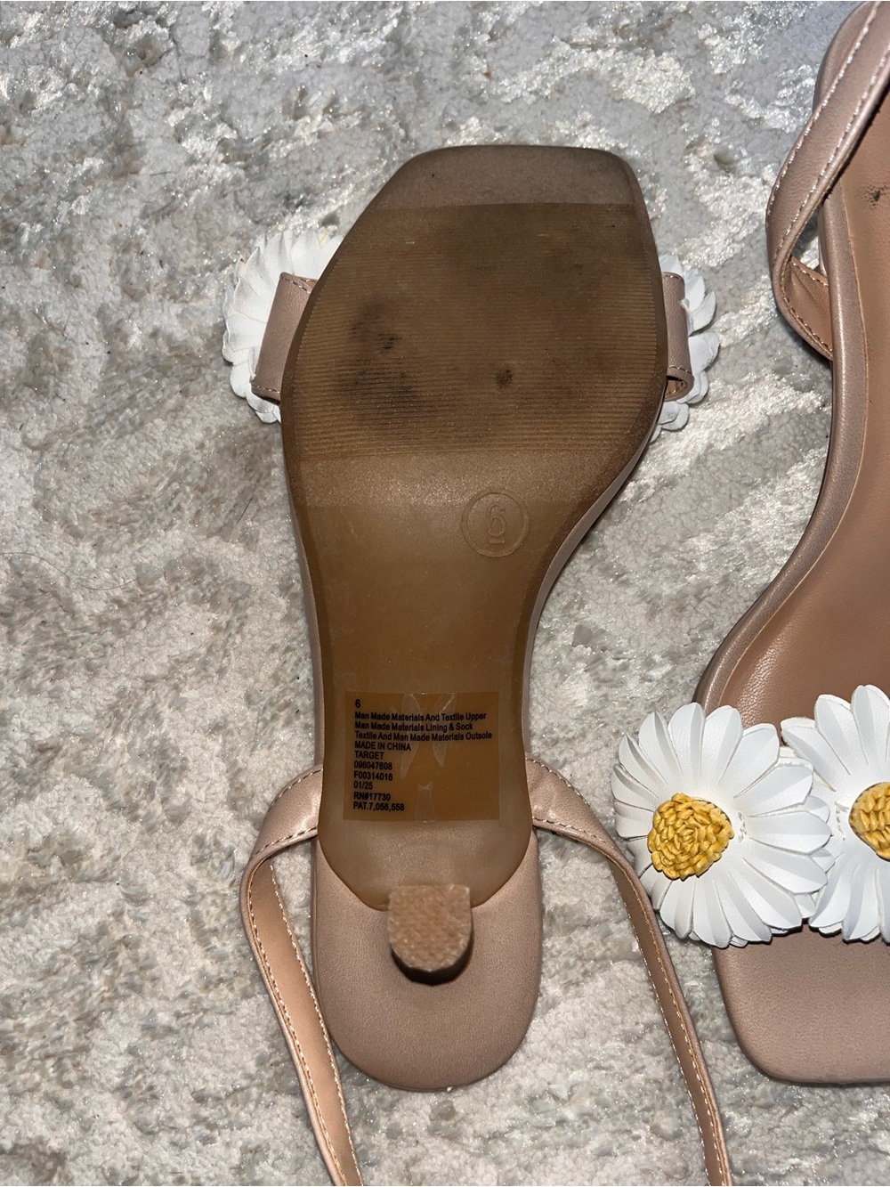 wild fable Nude Ankle-Strap kitten heels with White Daisy Embellishments - Picture 4 of 5